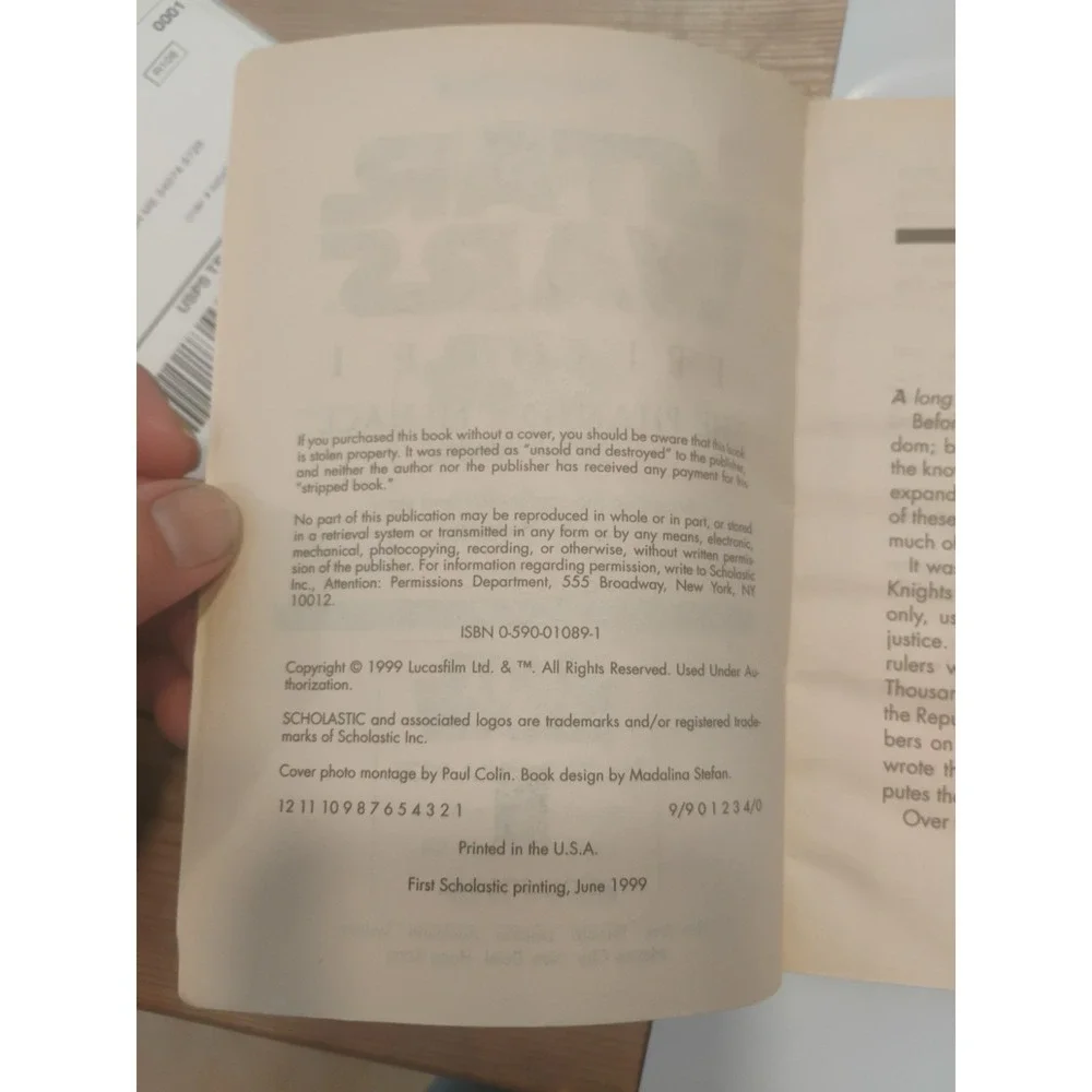 Star Wars Episode 1 The Phantom‎ Menace Vintage Paperback Book 1999  1st Edition
